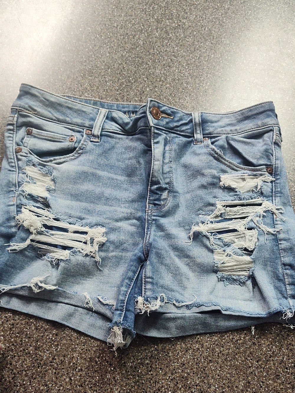 American Eagle Outfitters Light Blue Distressed Denim Shorts